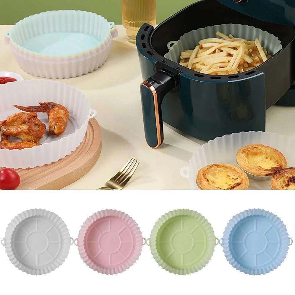 2-Pack Air Fryer Silicone Pot and Oven Baking Tray, Green, Compatible with Most Air Fryers - Image 1