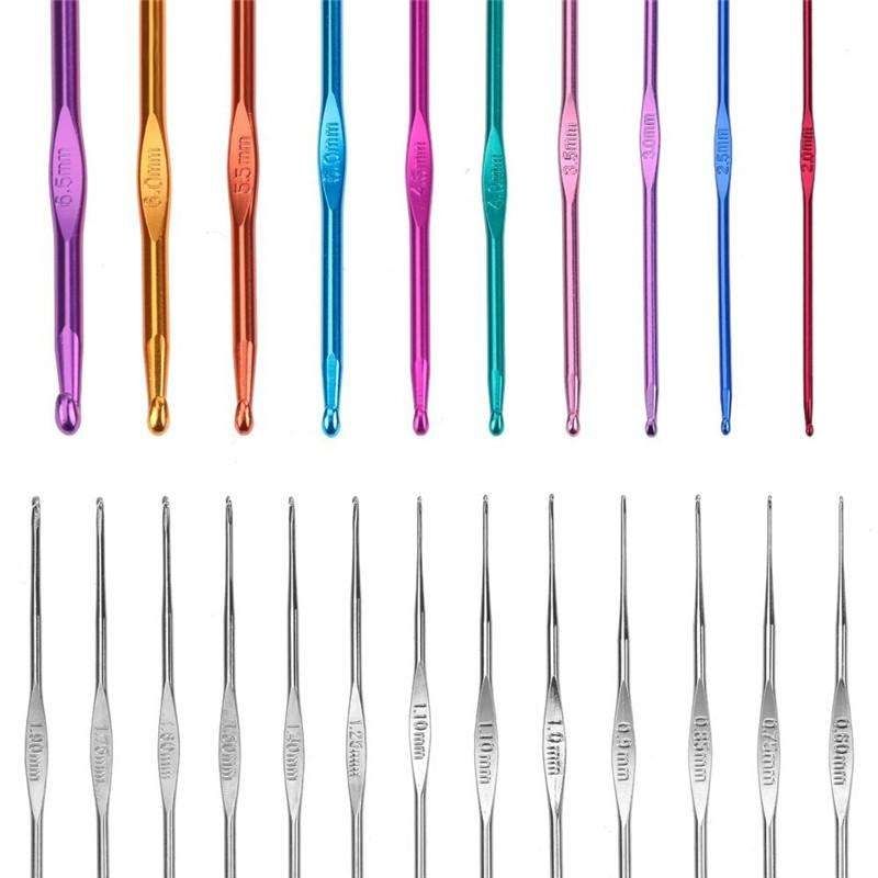 Crochet hooks knitting kit with markers and tape measure, multicolor - Image 7