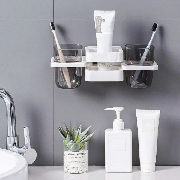White Multifunctional Toothbrush Holder and Organizer - Image 7