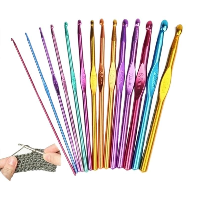 14pcs Aluminum Crochet Hooks, Multicolor Knitting Kit - Image 1