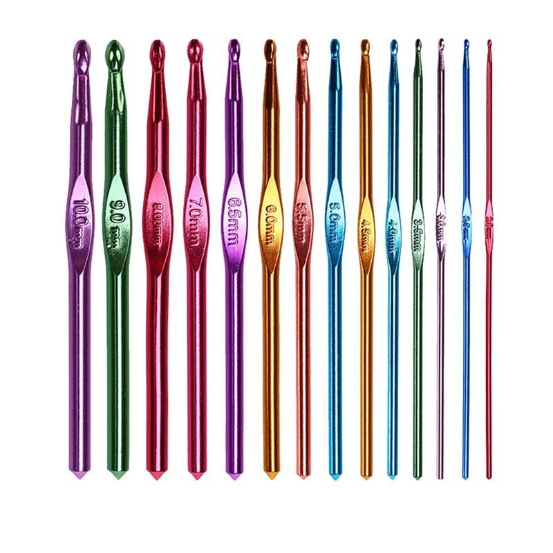 14pcs Aluminum Crochet Hooks, Multicolor Knitting Kit - Image 2