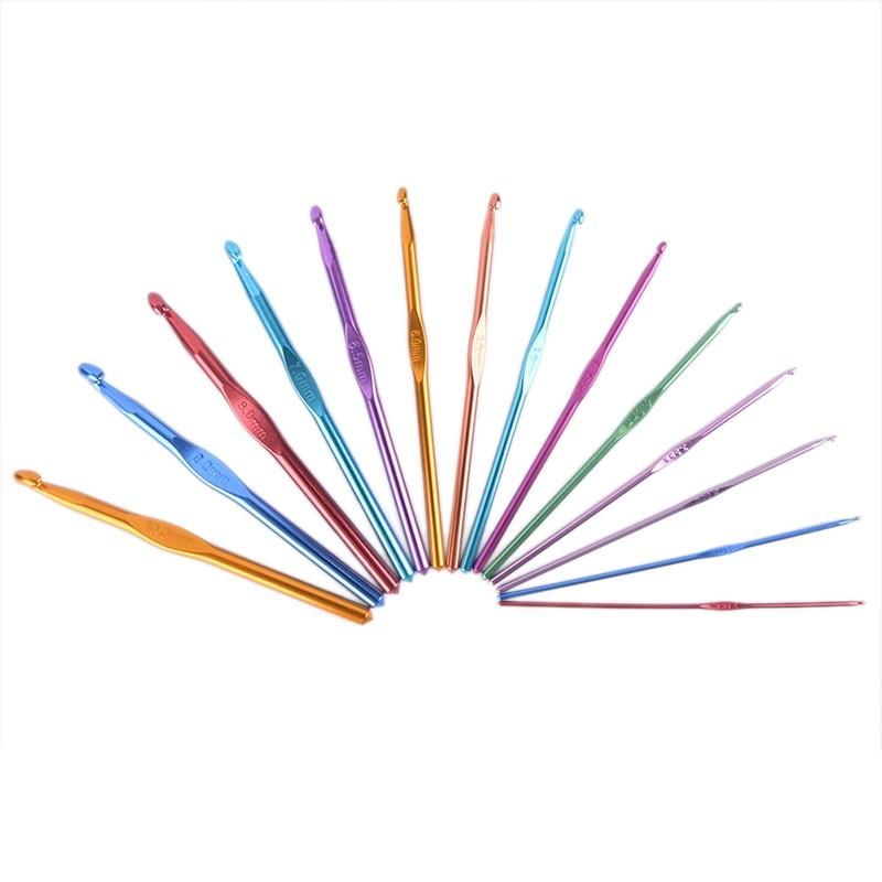 14pcs Aluminum Crochet Hooks, Multicolor Knitting Kit - Image 4