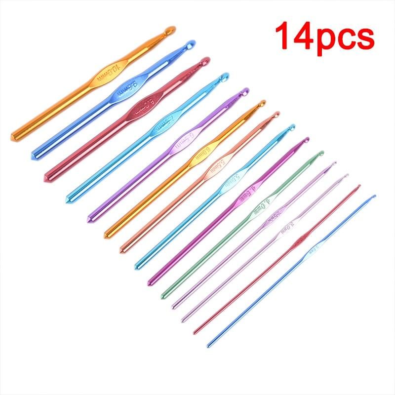 14pcs Aluminum Crochet Hooks, Multicolor Knitting Kit - Image 5