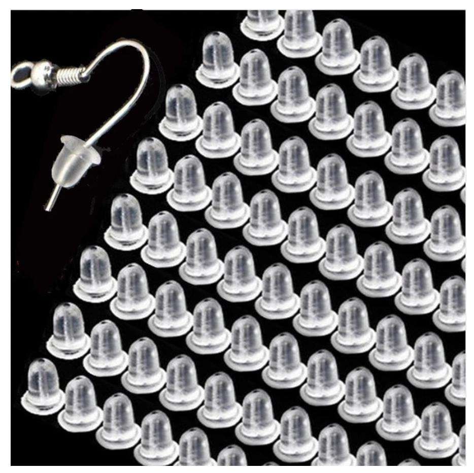 50pcs Earring Backs, Nickel-Free Latex Transparent - Image 1