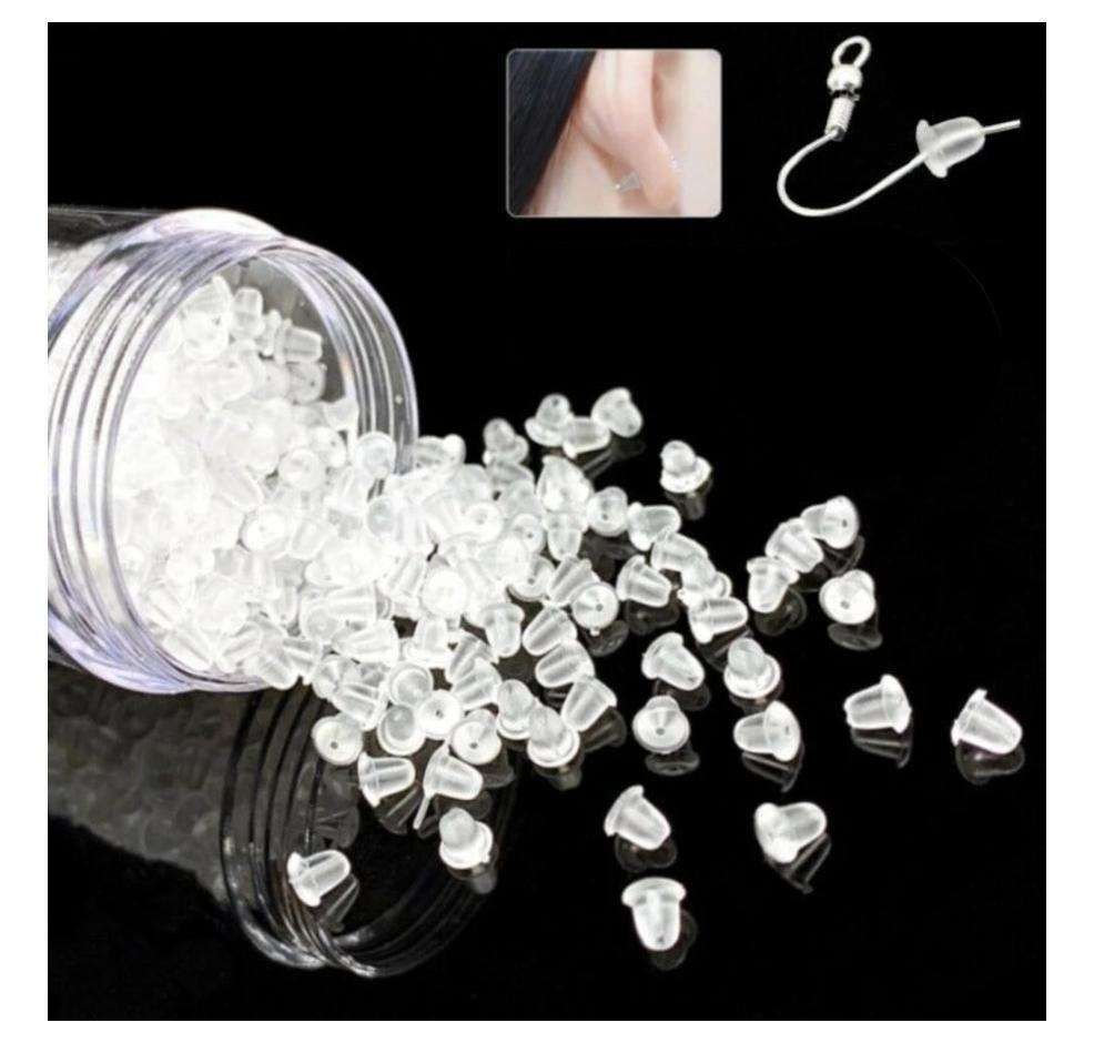 50pcs Earring Backs, Nickel-Free Latex Transparent - Image 3