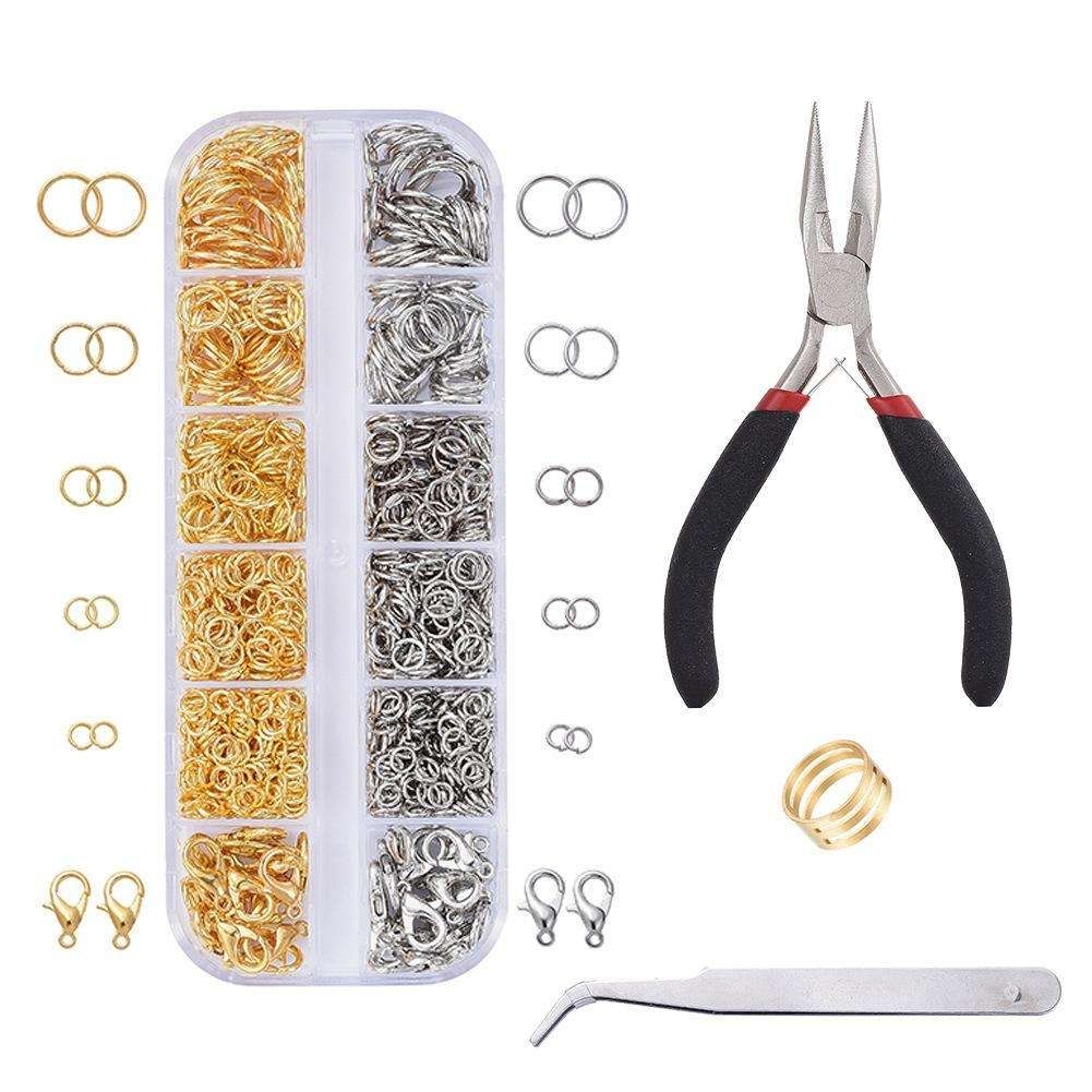 Jewelry Making Kit with Pliers, Wire and Rings - DIY Silver Gold Craft Supplies - Image 1