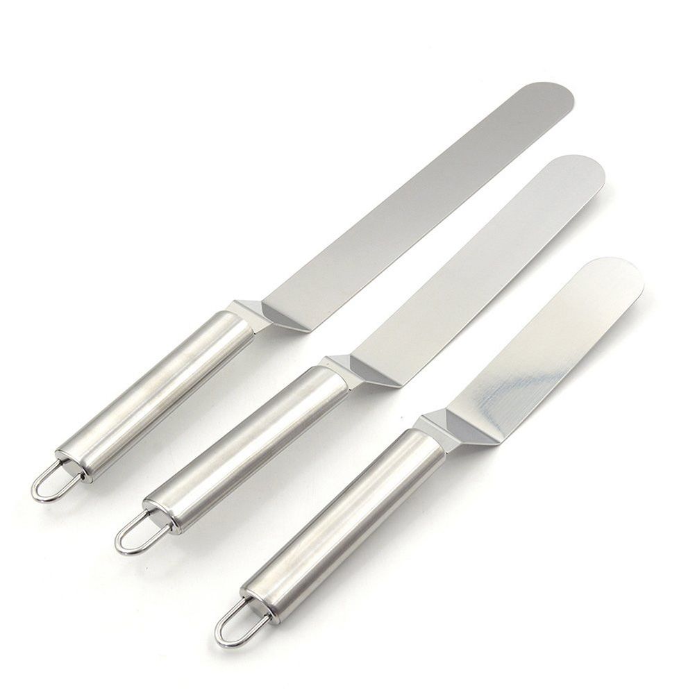 3 Pcs Silver Palette Knife Spatula for Cake Decorations - Image 1