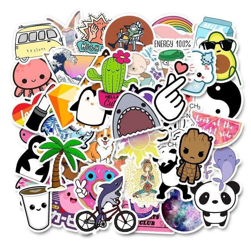 50pcs Animal Cartoon Stickers, MultiColor Decals for Kids and DIY Crafts - Image 1