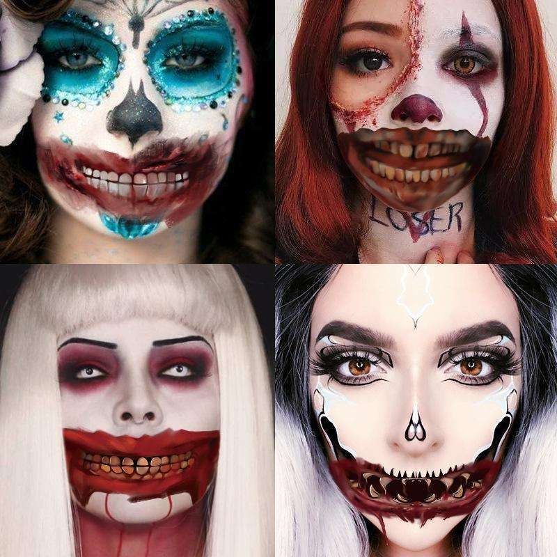 12pcs Halloween Wound Tattoo Mouth Tattoos, MultiColor - Image 2