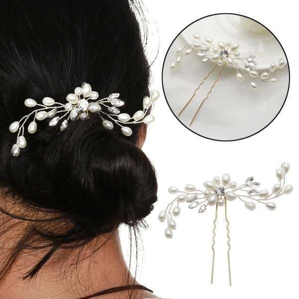 White Pearl Flower Wedding Hairpin - Image 1