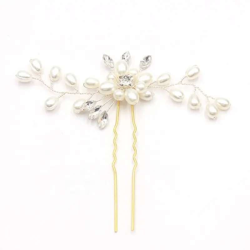 White Pearl Flower Wedding Hairpin - Image 2