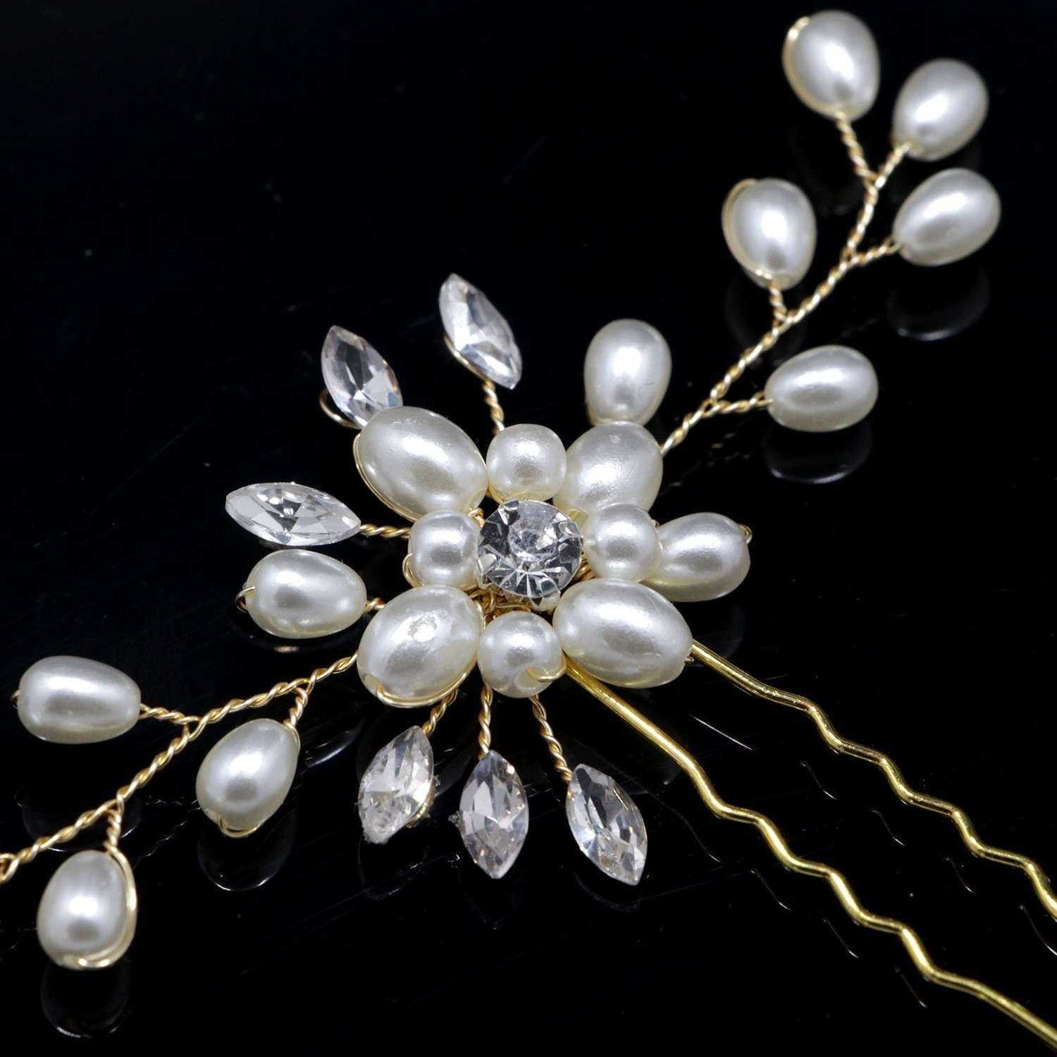 White Pearl Flower Wedding Hairpin - Image 6