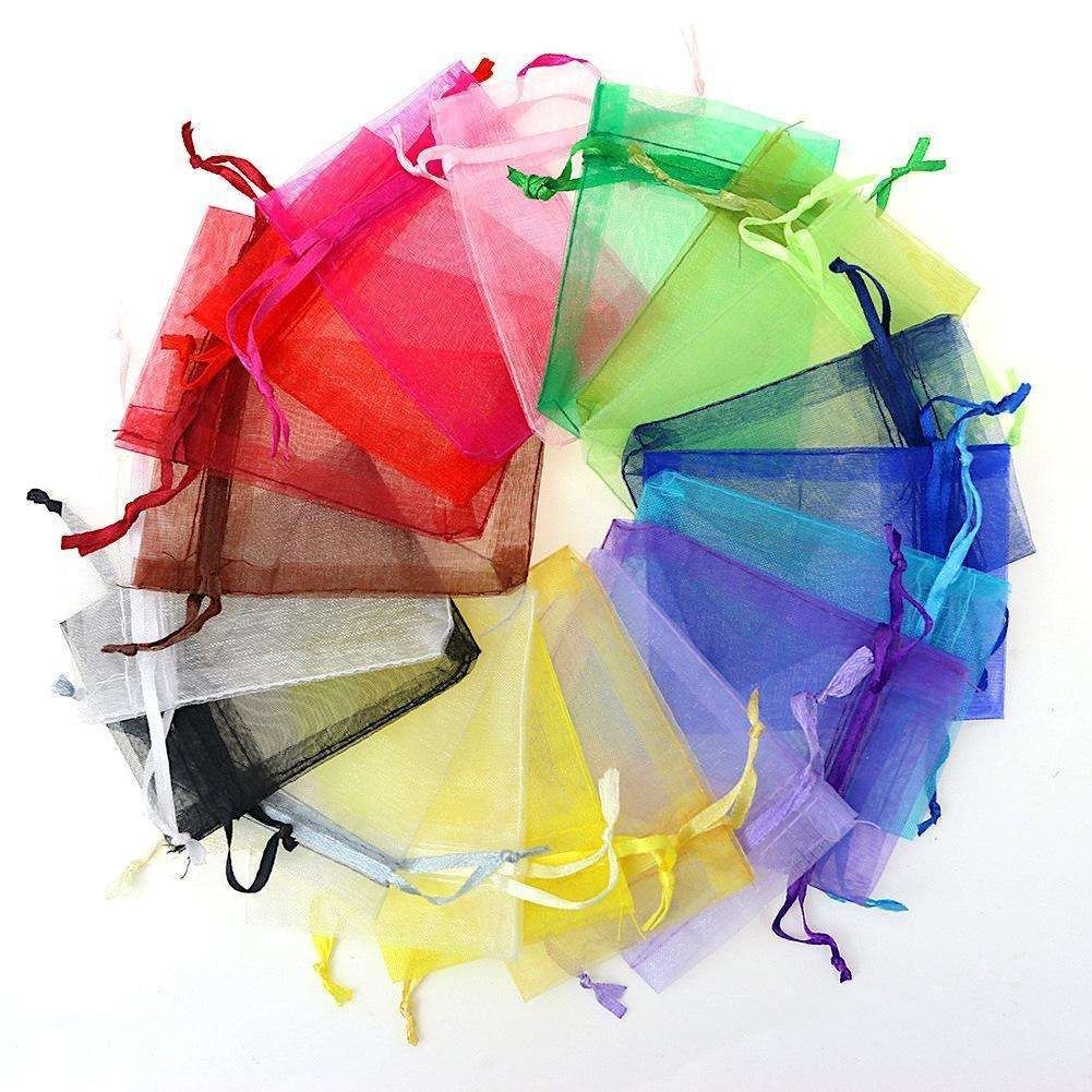 100pcs Organza Bags, 9x7cm - Hand-Sewn Multicolor Gift Bags for Wedding Party Favors - Image 3