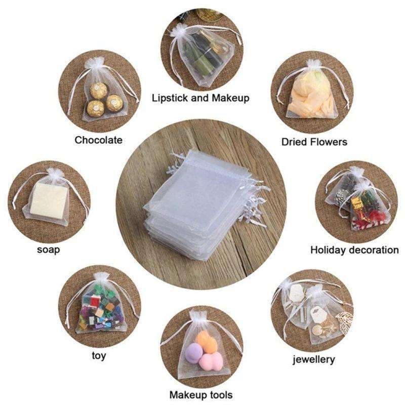 100pcs Organza Bags, 9x7cm - Hand-Sewn Multicolor Gift Bags for Wedding Party Favors - Image 6