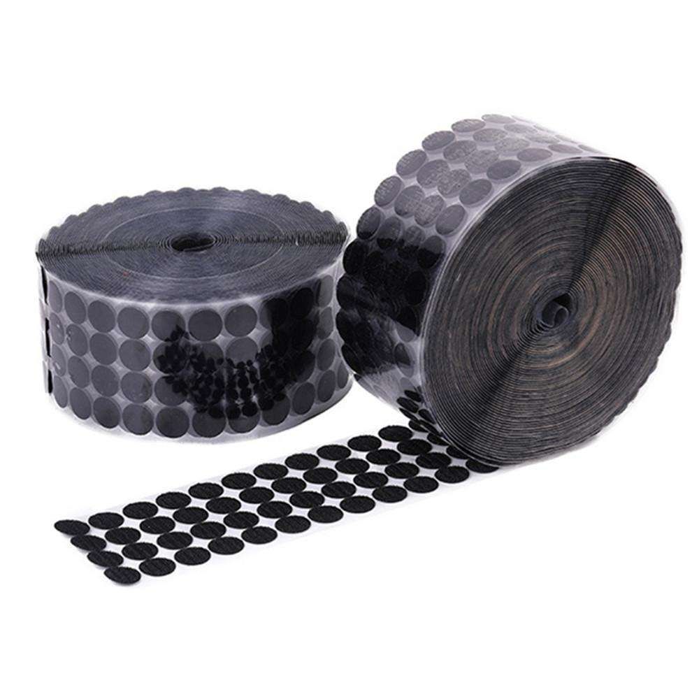 1500 pairs Round Self-Adhesive Velcro Black, 12mm - Image 1