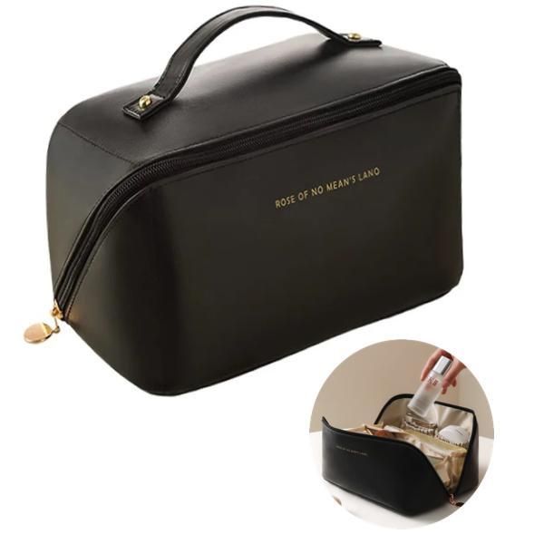 Black Spacious Toiletry Bag for Travel, Makeup Bag - Image 1