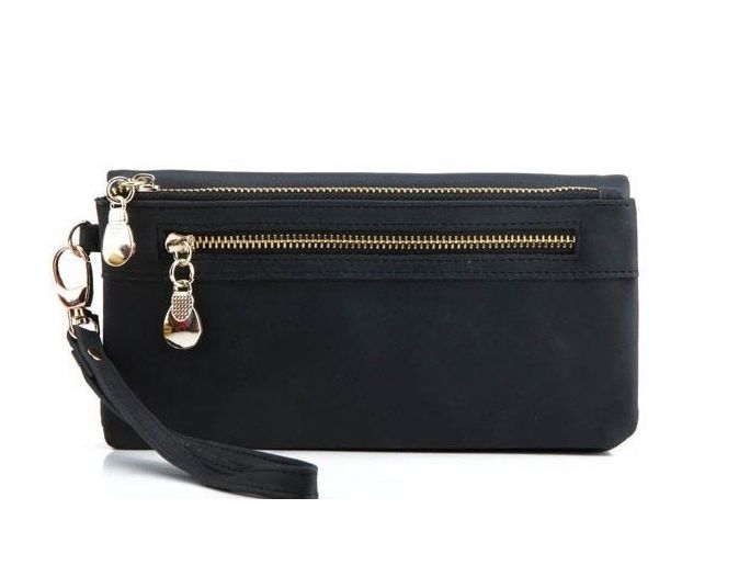 Stylish black wallet with gold zipper, Black - Image 1