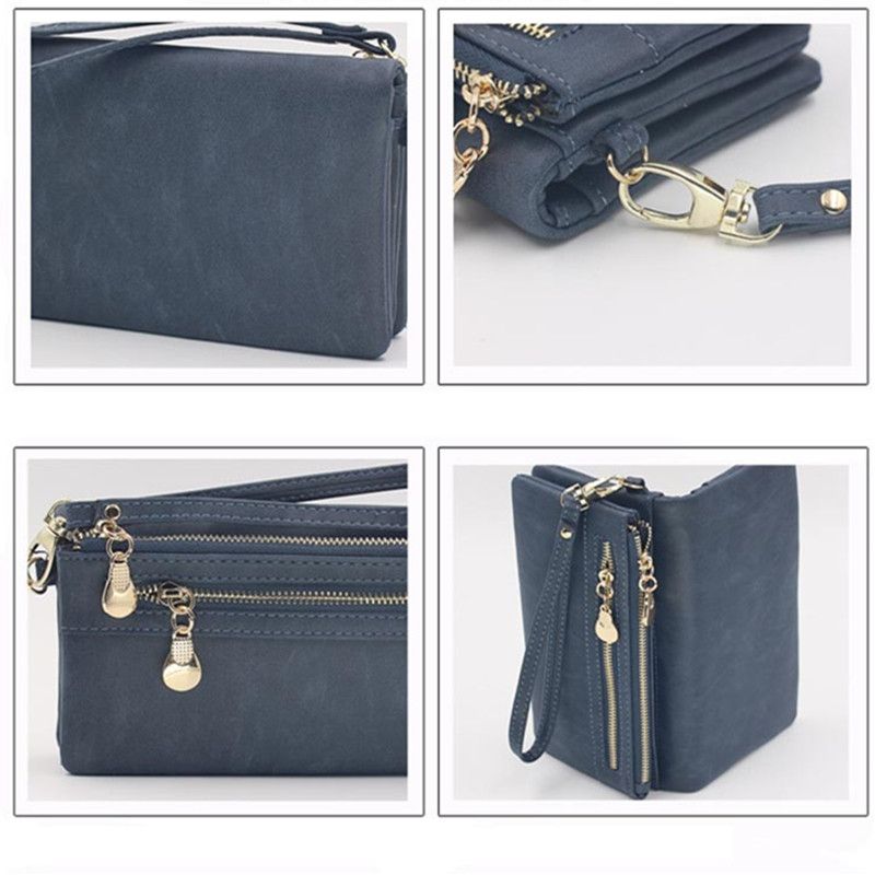 Stylish black wallet with gold zipper, Black - Image 3