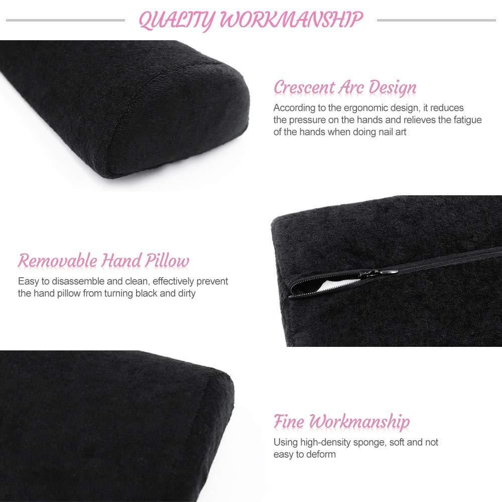 Nail Cushion Wrist Support, Black for Manicure UV Gel Acrylic Nails - Image 5