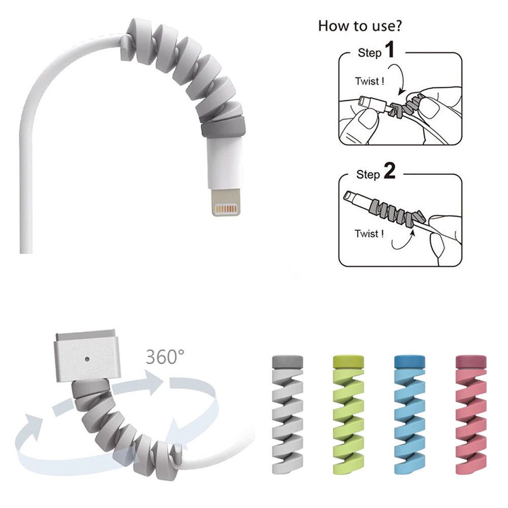 8 pack Universal Cable Protector Spiral Bites, MultiColor - Image 2