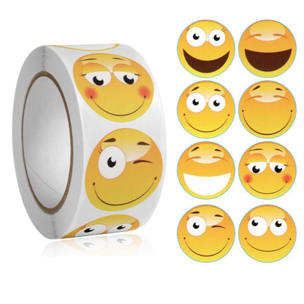 500pcs MultiColor Smiley Emoji Stickers, Cartoon Design - Image 1
