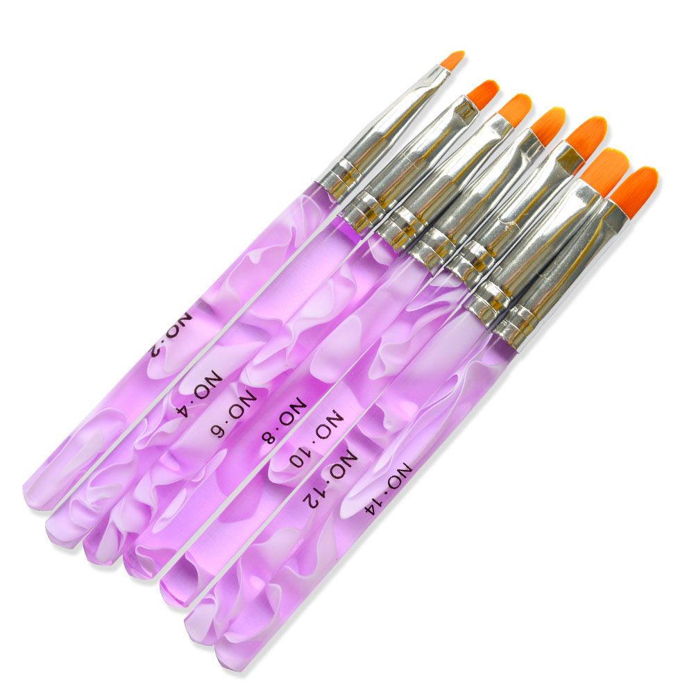 7pcs Acrylic Nail Brushes UV, Pink - Image 1