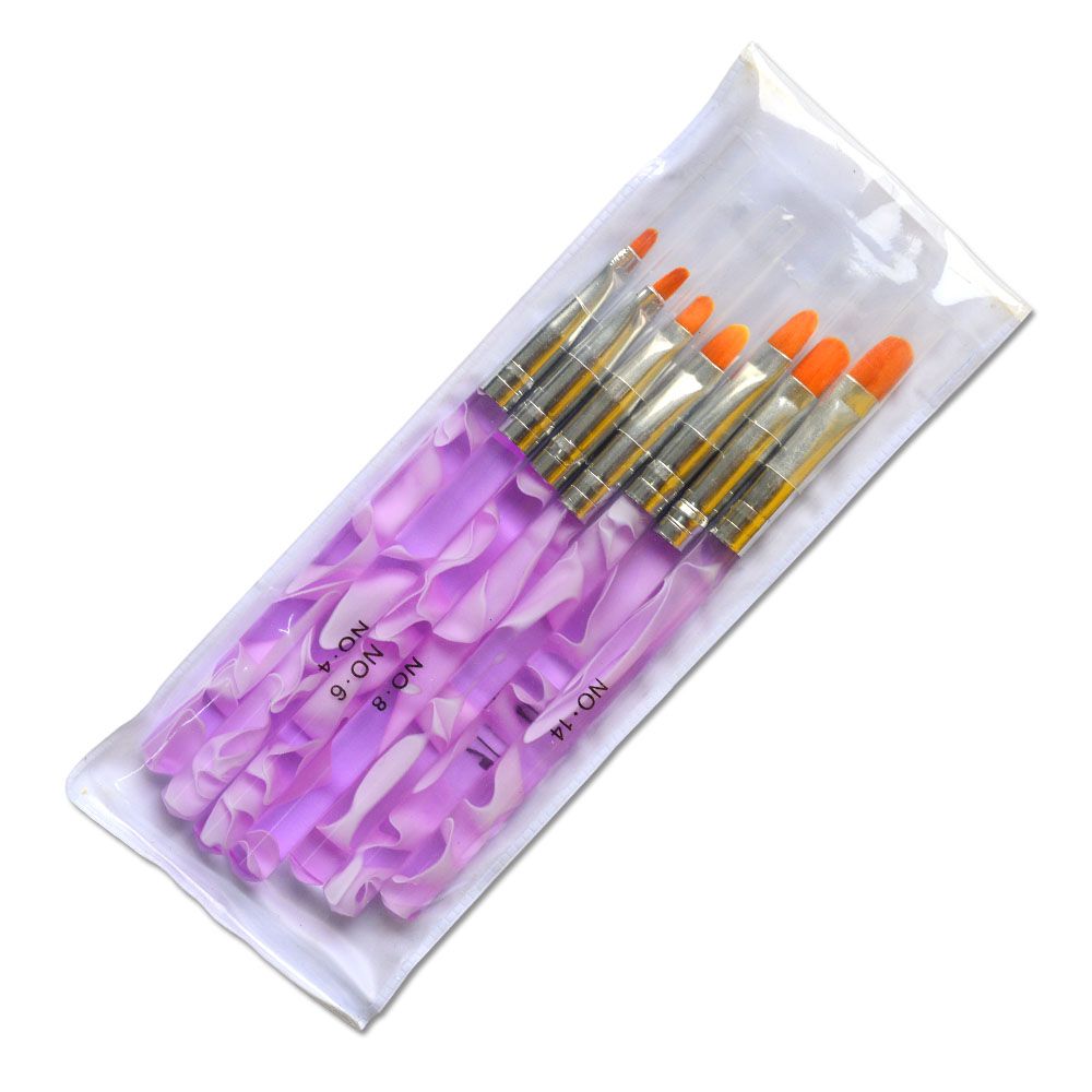 7pcs Acrylic Nail Brushes UV, Pink - Image 3
