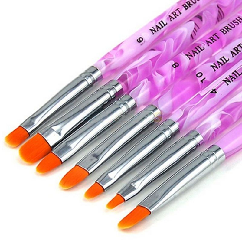 7pcs Acrylic Nail Brushes UV, Pink - Image 4