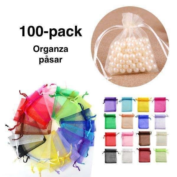100pcs White Organza Bags, 9x7cm - Hand-sewn Gift Bags - Image 1