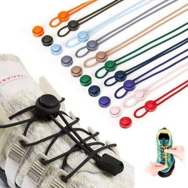 2 Pairs Elastic Shoelaces with Drawstring No Need to Tie, Solid Color Yellow - Image 1
