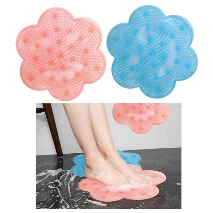 Pink Non-Slip Silicone Foot Massage Pad with Suction for Bathroom - Image 1