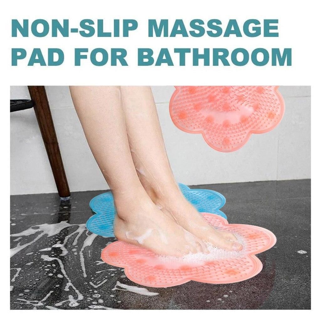 Pink Non-Slip Silicone Foot Massage Pad with Suction for Bathroom - Image 2