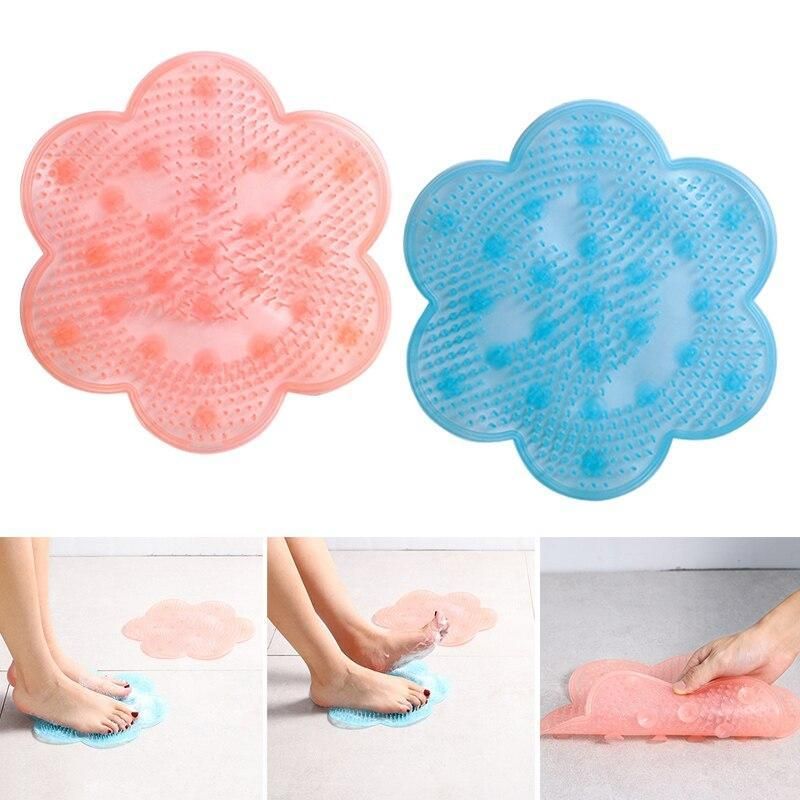 Pink Non-Slip Silicone Foot Massage Pad with Suction for Bathroom - Image 3