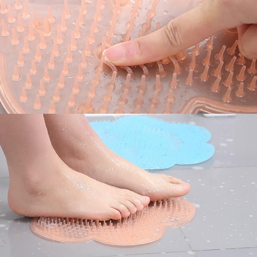 Pink Non-Slip Silicone Foot Massage Pad with Suction for Bathroom - Image 4