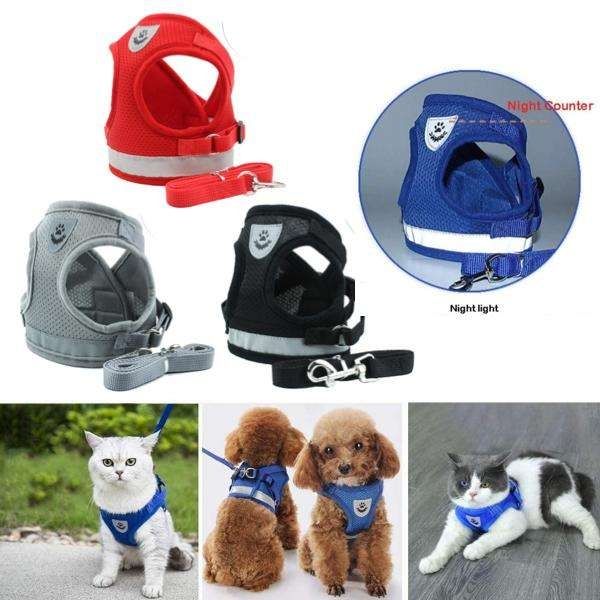 Adjustable Cat & Dog Harness, Black, Size L - Image 1