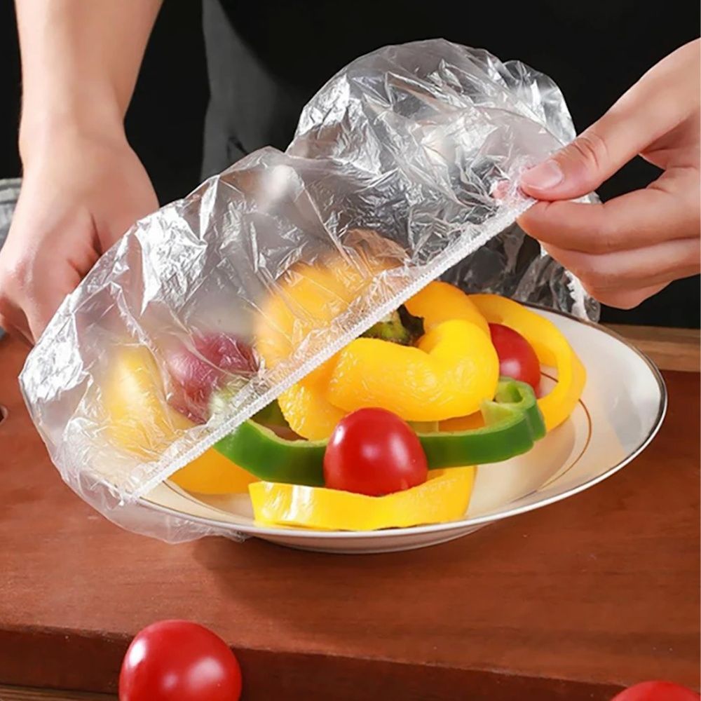 100-pack Elastic Food Covers, Transparent - Image 3
