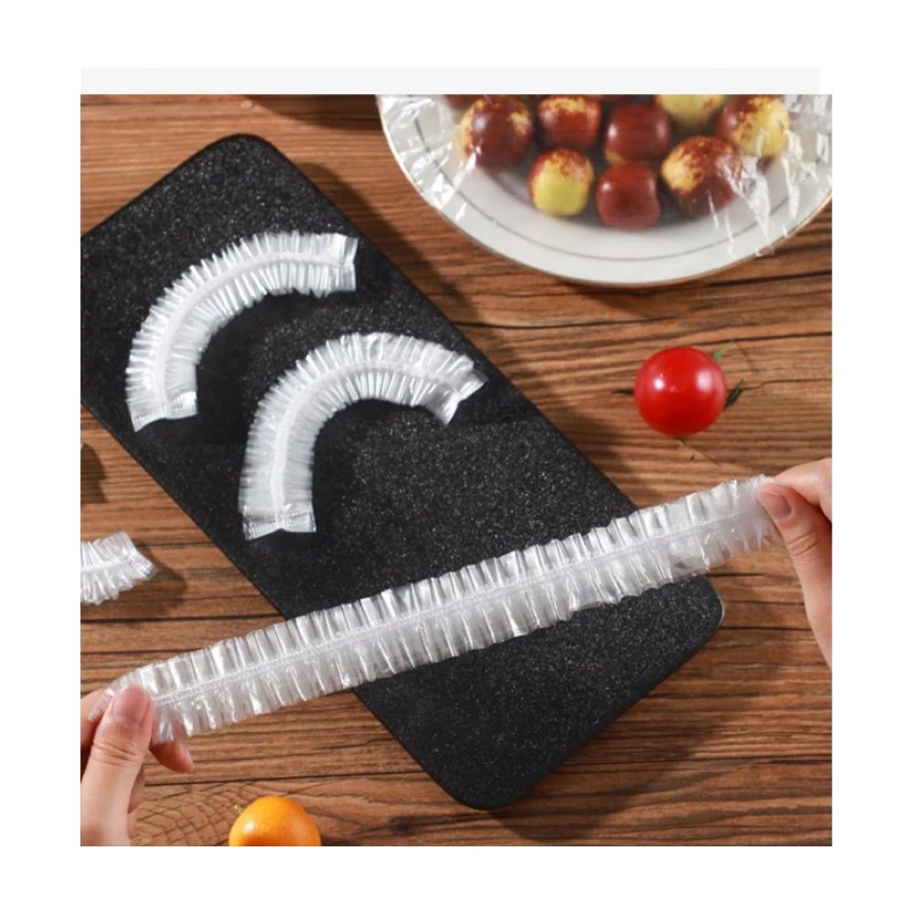 100-pack Elastic Food Covers, Transparent - Image 4