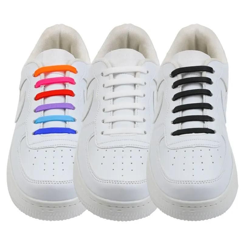 2pcs No-Tie Elastic Shoelaces in Black Silicone, one size - Image 1