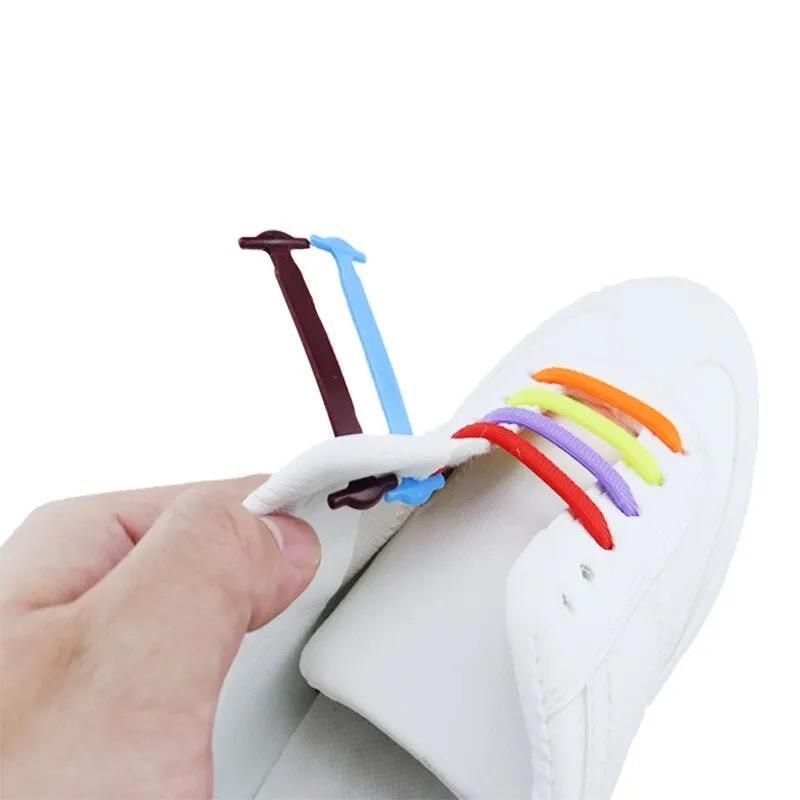 2pcs No-Tie Elastic Shoelaces in Black Silicone, one size - Image 2