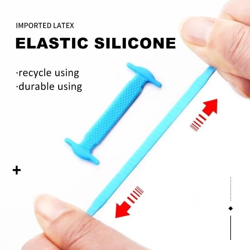 2pcs No-Tie Elastic Shoelaces in Black Silicone, one size - Image 3