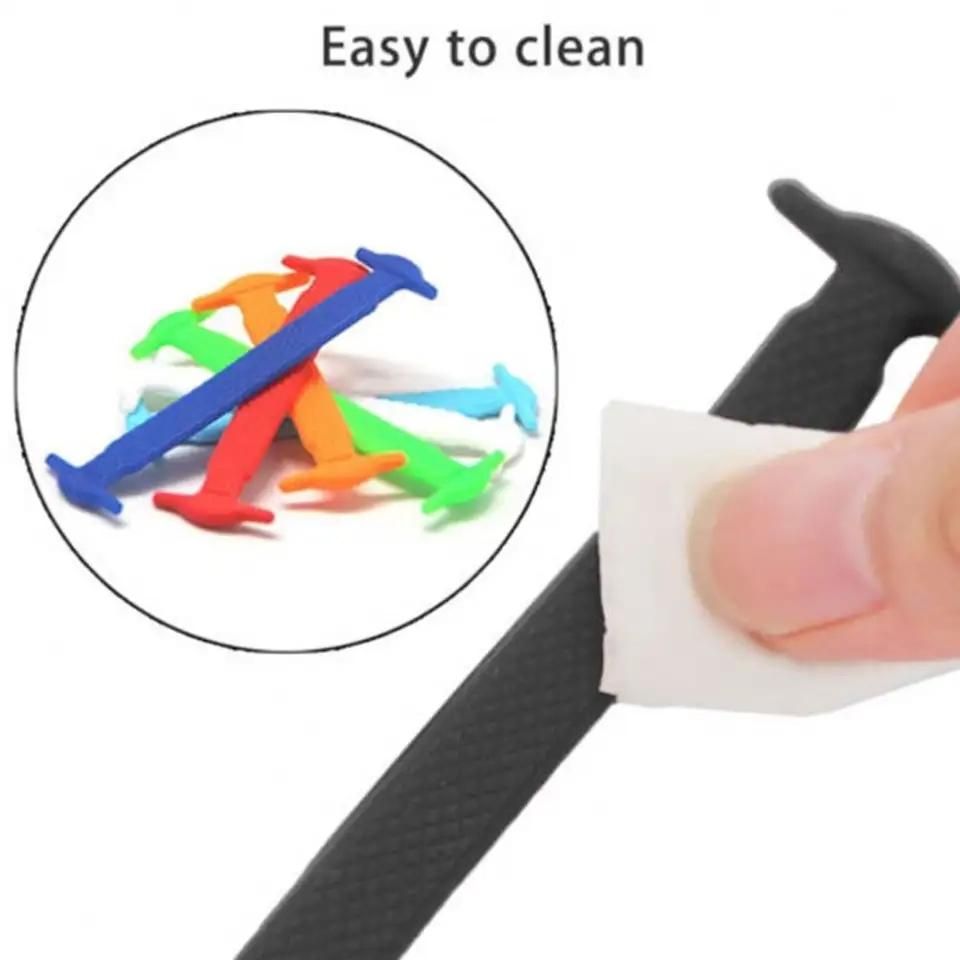 2pcs No-Tie Elastic Shoelaces in Black Silicone, one size - Image 5