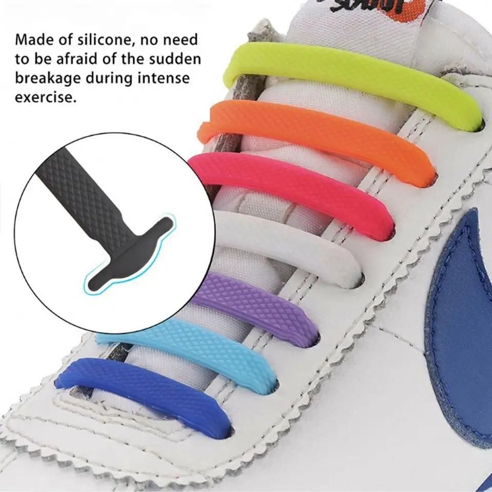2pcs No-Tie Elastic Shoelaces in Black Silicone, one size - Image 7