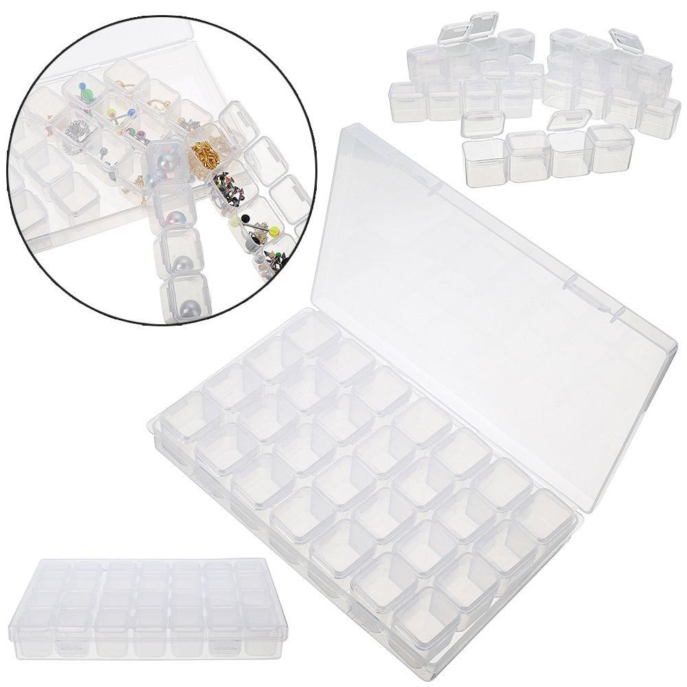 28-Slots Clear Diamond Painting Storage Box, Compatible with DIY Craft Organizers - Image 1