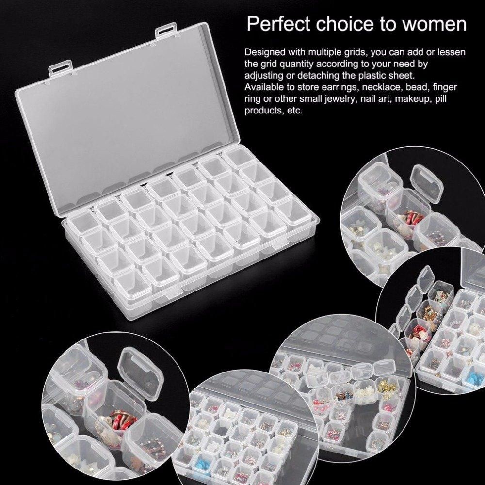 28-Slots Clear Diamond Painting Storage Box, Compatible with DIY Craft Organizers - Image 4