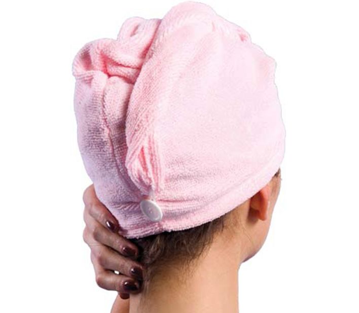 Microfiber hair turban towel, pink - Image 4