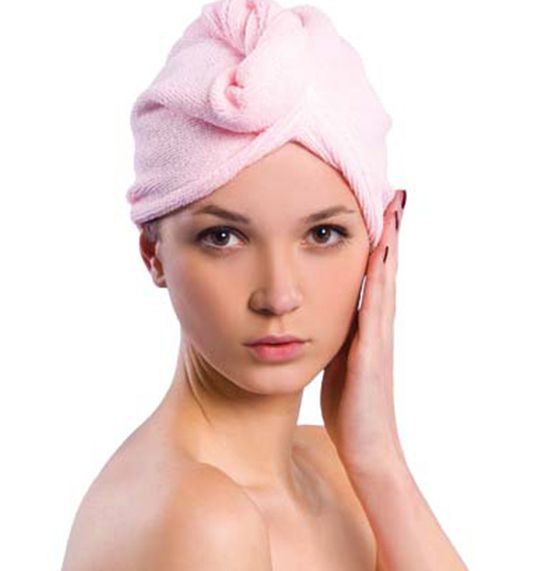 Microfiber hair turban towel, pink - Image 5