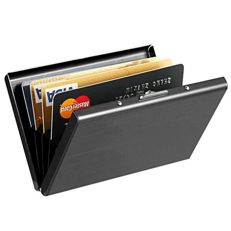 10-Card Slot RFID Protected Metal Wallet, Stainless Steel Card Holder with Compartments, Black - Image 5