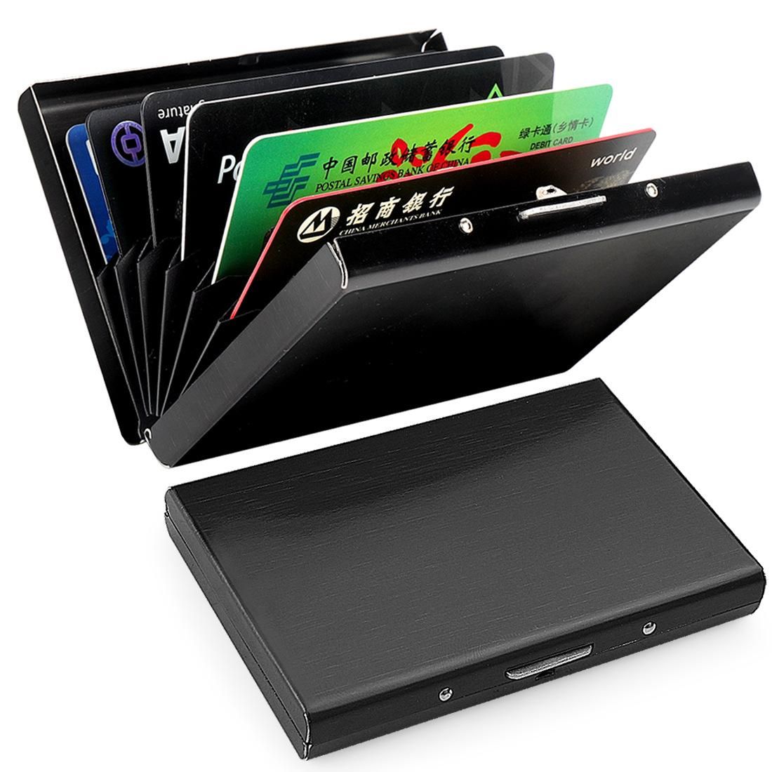 10-Card Slot RFID Protected Metal Wallet, Stainless Steel Card Holder with Compartments, Black - Image 8