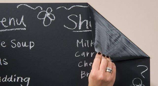 Reusable Self-Adhesive Chalk Poster with Crayons, Black - Image 4
