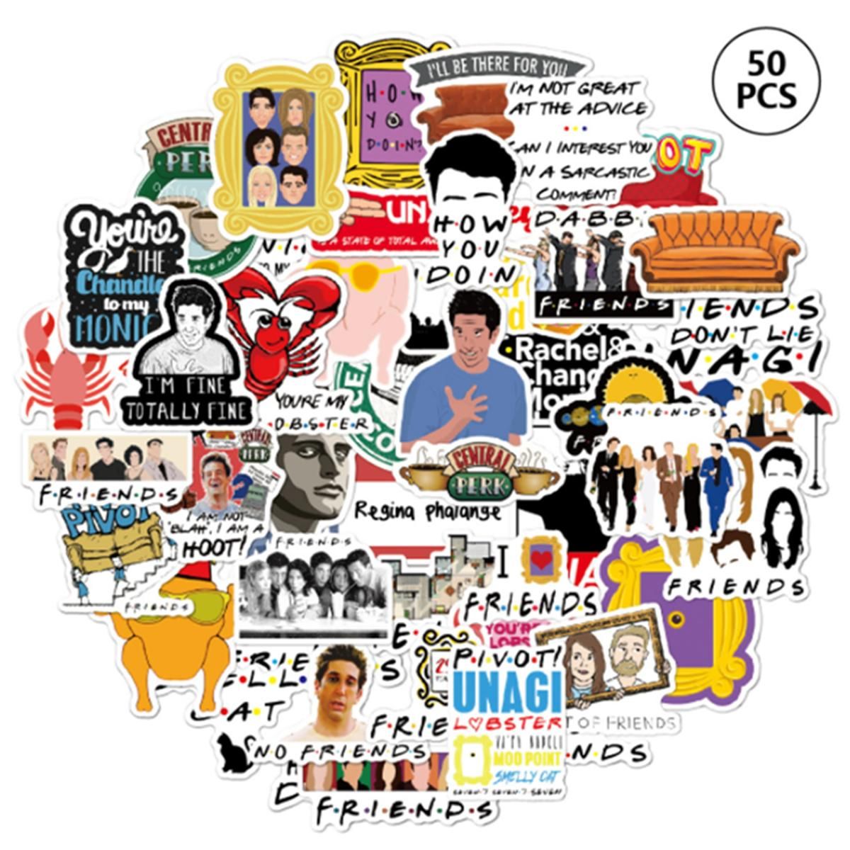 50pcs Fashion Graffiti Stickers, Waterproof for Laptop & Skateboard, Compatible with Friends - Image 2